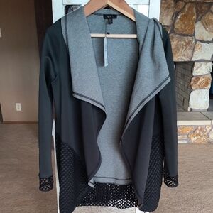 ALALA Neoprene Blanket Jacket Open Front Deep Green Gray Black Mesh Medium NWT